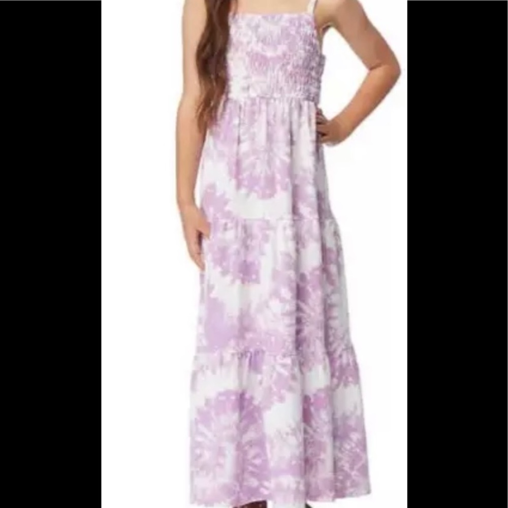 32 DEGREE COOL SMOCKED MAXI DRESS TIE DYE DRESS PURPLE XS 5/6 - *NEW W/TAGS